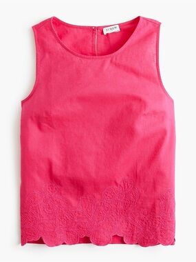 J.Crew Factory Embroidered Trim Shell Linen-Blend in Snapdragon (Pink) XL